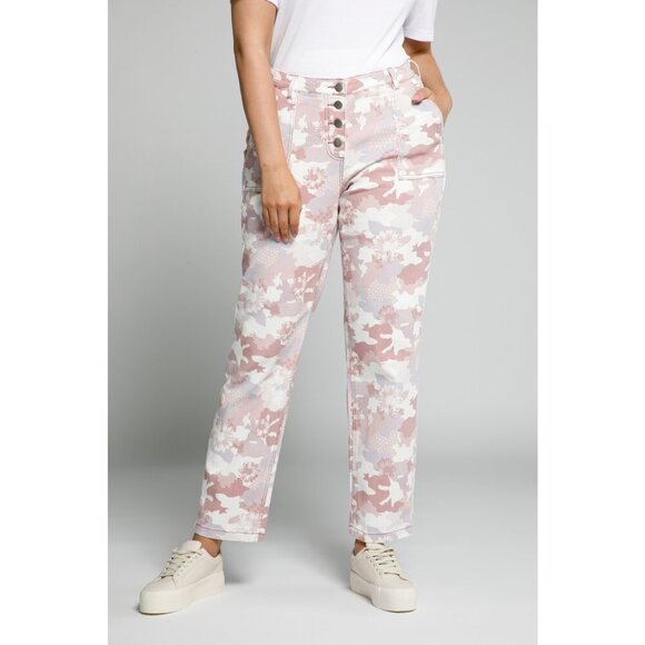 Ulla Popken Pink, Purple and Cream Floral Camouflage Jeans Plus Size 28 - Picture 1 of 10